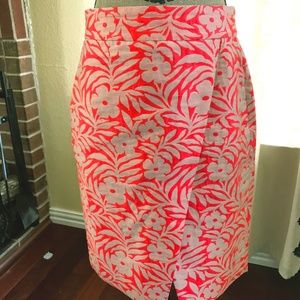 J Crew Neon Pink floral jacquard skirt sz 8